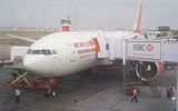 Air India flight AI 102 after arrival at Indira Gandhi International Airport in Delhi.