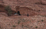 A Bedouin family has set up camp in a cave tomb in Petra. (photo by Arnie Weissmann)