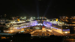 The Costa Pacifica, left, and Costa Luminosa.