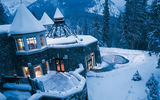 The whirlpool outside the Willow Stream Spa at Fairmont Banff Springs. After a long, cold day of skiing, this was a popular evening spot.
