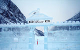 An ice sculpture done as part of a display on frozen Lake Louise, at the Fairmont Chateau.