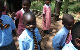 A group of Kenyan first-graders on a field trip at Nairobi National Park.