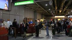 Boarding the Kenya Airways flight from Heathrow to Nairobi.