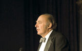 Arthur Tauck speaking for Tourism Cares. (photo by Steve Hockstein/Harvard Studios)