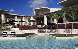 The reception area and one of the pools at the resort.