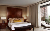 The bedroom portion of a suite.