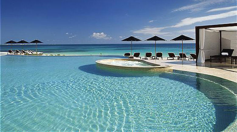 The pool at the resort, which opened in March 2008, overlooks the beach.