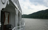 Ohio River views from a private balcony stateroom.