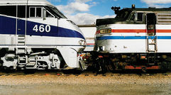 Founded at a time of peril for U.S. rail travel, Amtrak has endured decades of political uncertainty. But of late, it has been showing robust momentum. Shown here, a new F59PHI (#460), delivered in 1998, is coupled to one of the oldest active road diesels, an FL9 (#485). Photo by Matt Donnelly