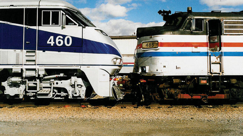 Founded at a time of peril for U.S. rail travel, Amtrak has endured decades of political uncertainty. But of late, it has been showing robust momentum. Shown here, a new F59PHI (#460), delivered in 1998, is coupled to one of the oldest active road diesels, an FL9 (#485). Photo by Matt Donnelly