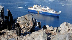 For those today who think there is nothing left to seek or nothing left untrammeled, Antarctica awaits -- serene, magnificent, empty, surreal and beautiful beyond words. And although the Seventh Continent is the world's most inaccessible, it is no longer a pipe dream for adventurers who place it high on their bucket lists. Pictured here, Quark Expeditions' 189-passenger Ocean Diamond. Photo by Lisa Maclean; posted July 1, 2014