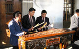 Musicians play marimba music, a Guatemalan specialty, in front of the Ayuntamiento, or city hall.