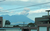 A column of smoke and ash rise from Mount Sakurajima, near Kagoshima, the day before the quake.