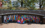 Strands of colorful origami cranes are left behind at sites related to the atomic bomb in Nagasaki.