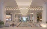 The open-air lobby at the Mondrian at Baha Mar.