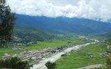 The town of Paro, in a valley cut by the Wang Chhu river, as seen from the National Museum.
