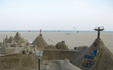 A sand sculpture on Copacabana Beach touting Rio’s role as host city for the 2016 Summer Olympics.