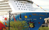 The Breakaway's hull design by pop artist Peter Max features iconic images of New York painted in an array of vivid colors. Breakaway’s sister ship, the Norwegian Getaway, is under construction in Germany and is expected to begin cruising year-round from Miami next January. TW photo by Tom Stieghorst