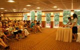 The Contiki tour managers Paola Catalano and Silvia Filippucci at the intro meeting in Athens.