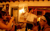 The group’s first meal together at a Greek restaurant in Athens.