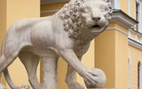 A lion sculpture at the entrance to the Four Seasons Hotel Lion Palace St. Petersburg.