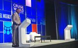 Carnival Corp. CEO Arnold Donald was the first keynote speaker at CruiseWorld. TW photo by Rebecca Tobin