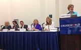"How to Kickstart a Career Selling Cruises" was moderated by Jackie Friedman of Nexion and featured, from left, Cindy Campbell of Campbell Travel, Dondra Ritzenthaler of Celebrity Cruises, Andy Stuart of Norwegian Cruise Line, Kate Murphy of Wings Travel Group and Vicki Freed of Royal Caribbean. TW photo by Rebecca Tobin