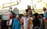 An Indian groom rides to his wedding in Jaipur.