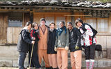 At mountaintop shrine near Woljeongsa, Templestay volunteers and participants Susie, Itu, Ken, Sinae, Trudy, Natalia and Jung.