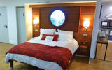 A Disney Dream inside cabin mock up with a "Virtual Porthole," which displays real-time LED projections fed from four positions outside the ship.