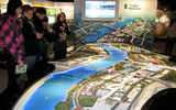 A scale model gives a bird's-eye view of the Shanghai World Expo 2010 grounds now under construction.