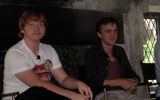 Rupert Grint (Ron Weaseley) and Tom Felton (Draco Malfoy) at June 17 pre-opening press conference at Wizarding World of Harry Potter, Universal Orlando Resort