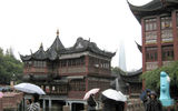 Shanghai, old and new: Pudong skyscrapers loom behind the Yuyuan Gardens bazaar.