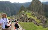 The group treks down after reaching the highest point of the ruins.