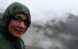Reporter Michelle Baran at the top of Wayna Picchu, the mountain that creates the well-known backdrop to the Machu Picchu archaeological site.
