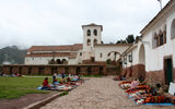 The Indian market and Spanish colonial church atop Incan ruins at Chinchero.