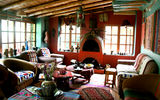 The sitting room at Hosteria Rumichacha Cuzco, a guesthouse between the villages of Urubamba and Ollantaytambo.