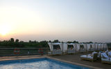 Sunset on the River Tosca sun deck just prior to a visit by local merchants.