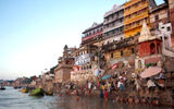 Spiritual morning bathing ritual in the holy city of Varanasi.