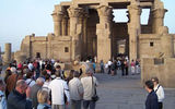 Crowds of tourists as the Greco-Roman era Temple of Kom Ombo in Upper Egypt.