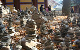 Rock pagodas, said to give good luck, at the Bulguksa temple in Gyeongju.