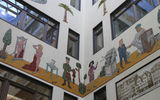 Specks Hof, a century-old arcade with recent artwork meant to amuse.