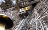 Elevators in the Eiffel Tower transport 1,140 people per hour up to the second level, at 375 feet high, at a rate of some 6.5 feet per second.