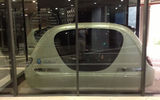 One of the driverless solar powered cars that move people short distances (for now) around Masdar City.