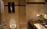 The Panorama Suites feature a marble bathroom with standing shower.