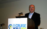 Peter Pincus, global account executive, travel industry sales for Marriott International, at the podium at the "Best Practices in Sales for Front Line Travel Agents" session.