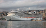 Europe's largest cruise ship, the 133,500-ton MSC Fantasia, on its Dec. 20, 2008, maiden call at Genoa.