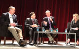 Members of the Presidents' Panel: From left, Dan Hanrahan, president and CEO of Celebrity Cruises; Arnie Weissmann, editor in chief of Travel Weekly; Hans Birkholz, CEO of Windstar Cruises; and Ellen Bettridge, president of the Americas for Silversea Cruises. Photo by Johanna Jainchill
