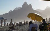 End of a beach day at the Posto 9 lifeguard station on Ipanema Beach.