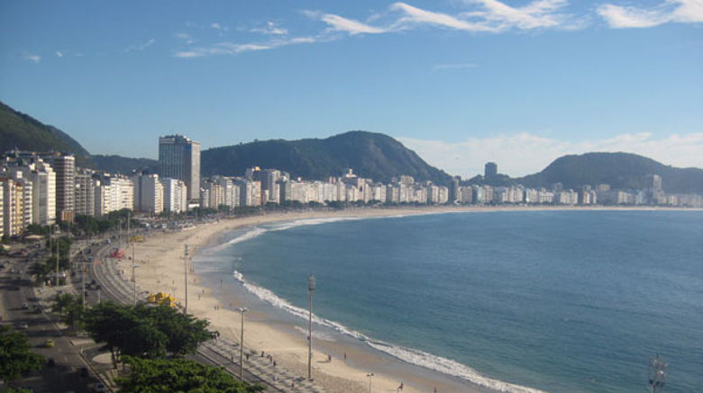 Rio’s classic tourist draw: Copacabana Beach.